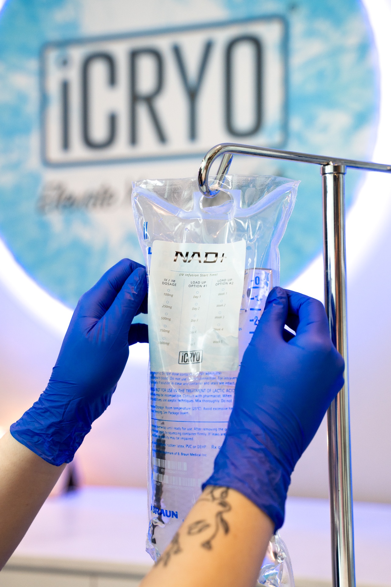 Patient receiving NAD+ IV therapy for cellular regeneration and anti-aging benefits