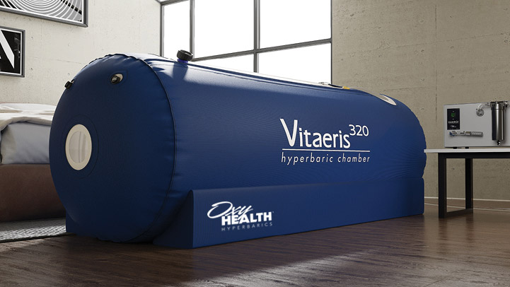 Patient relaxing in hyperbaric oxygen chamber for enhanced healing